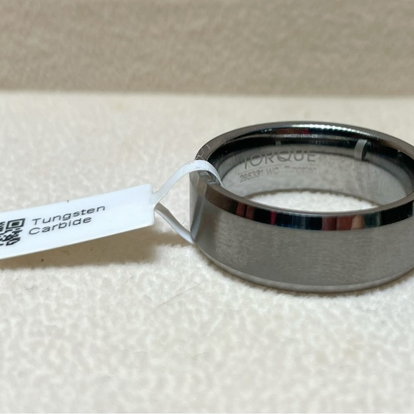TORQUE Mens Size 10 Tungsten Carbide Beveled Edge Satini Finish Comfort Fit 8mm - Picture 4 of 8